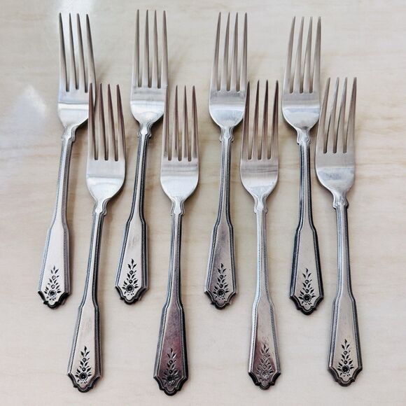 8pc STANLEY ROBERTS Norcrest-Brentwood Dinner Fork 7 3/8” Stainless Rogers Korea - Picture 1 of 8